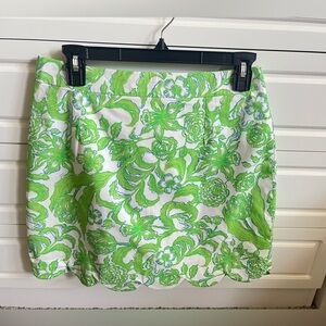 EUC NWOT Lilly Pulitzer Green & White Scalloped Tropper Mini Skirt Size 4